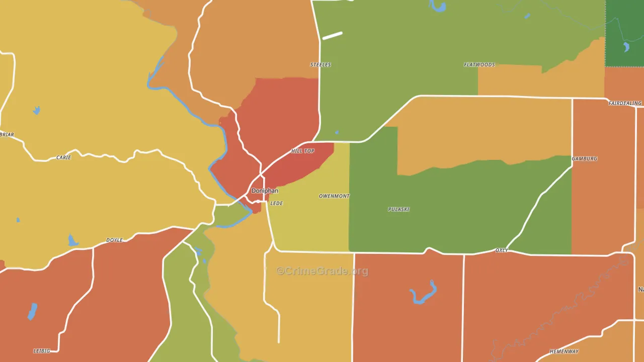 Ripley County, MO Map of Robbery Rates