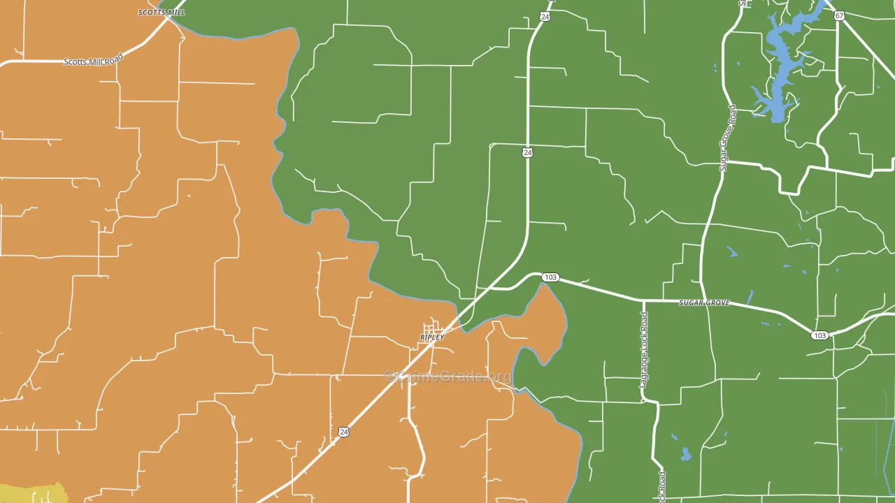 Ripley, IL Map of Robbery Rates