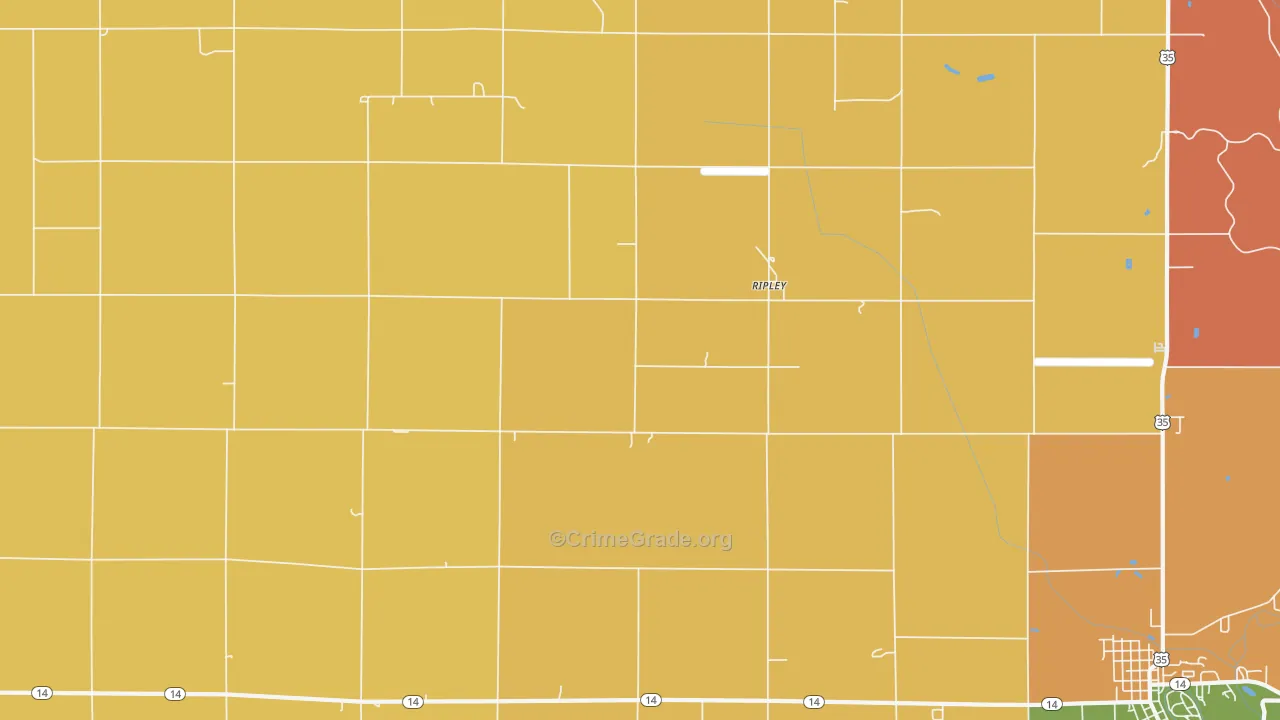 Ripley, IN Map of Robbery Rates
