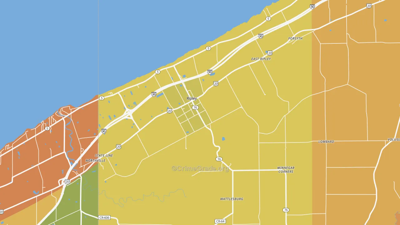 Ripley, NY Map of Robbery Rates