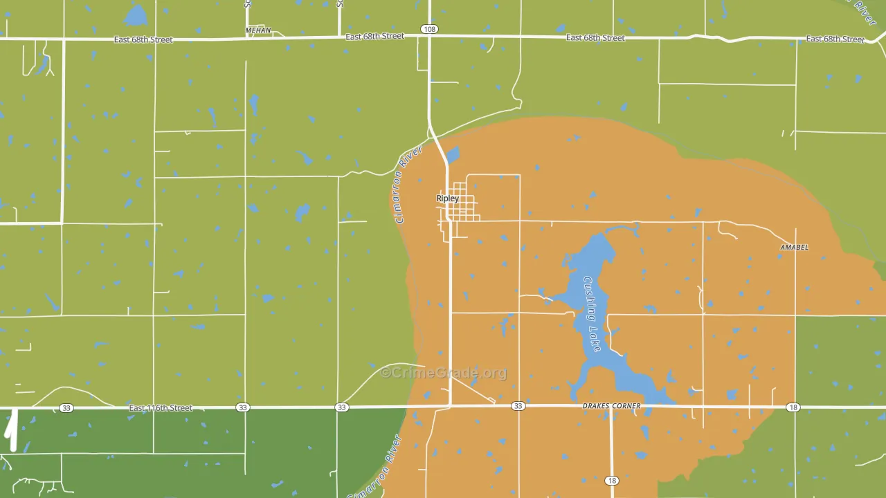 Ripley, OK Map of Robbery Rates
