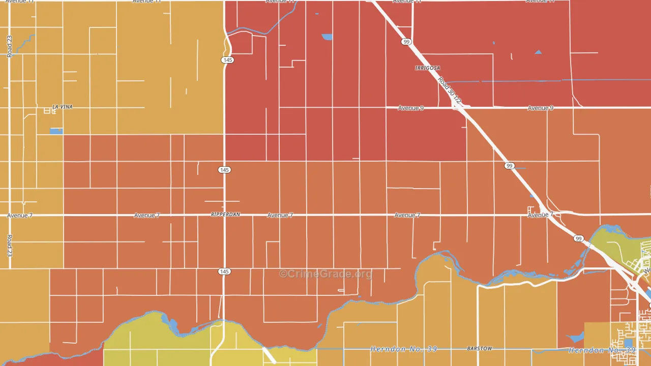 Ripperdan, CA Map of Robbery Rates