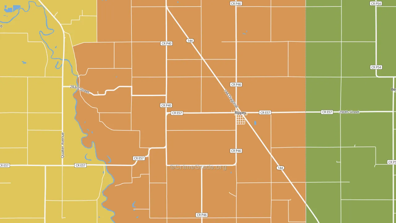 Rippey, IA Map of Robbery Rates