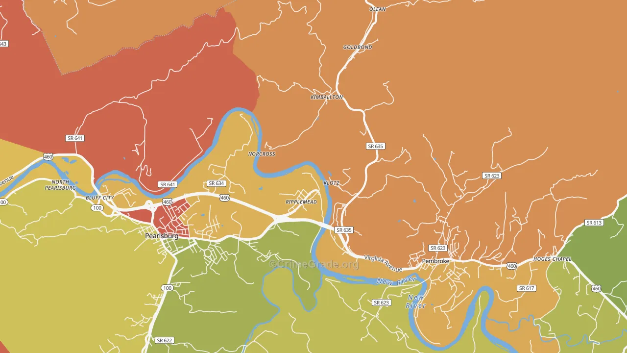 Ripplemead, VA Map of Robbery Rates