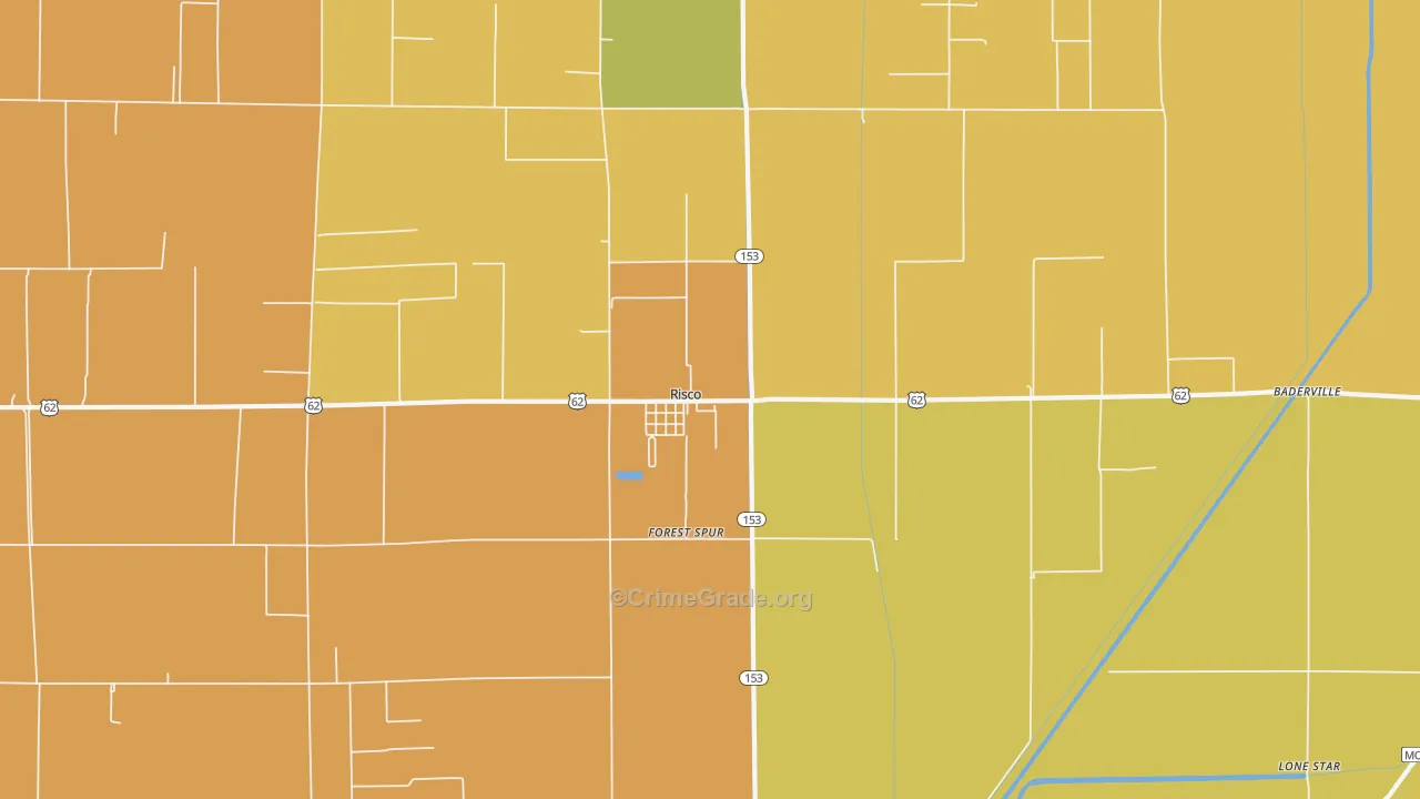 Risco, MO Map of Robbery Rates
