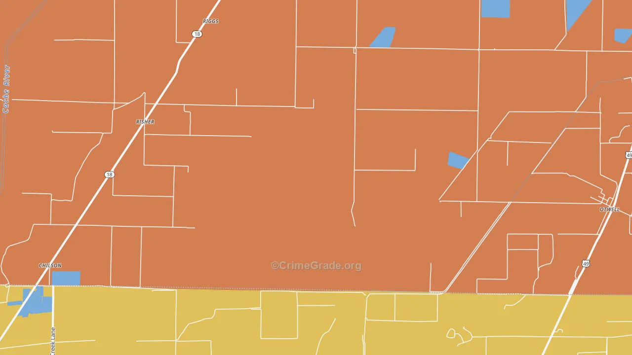 Risher, AR Map of Robbery Rates