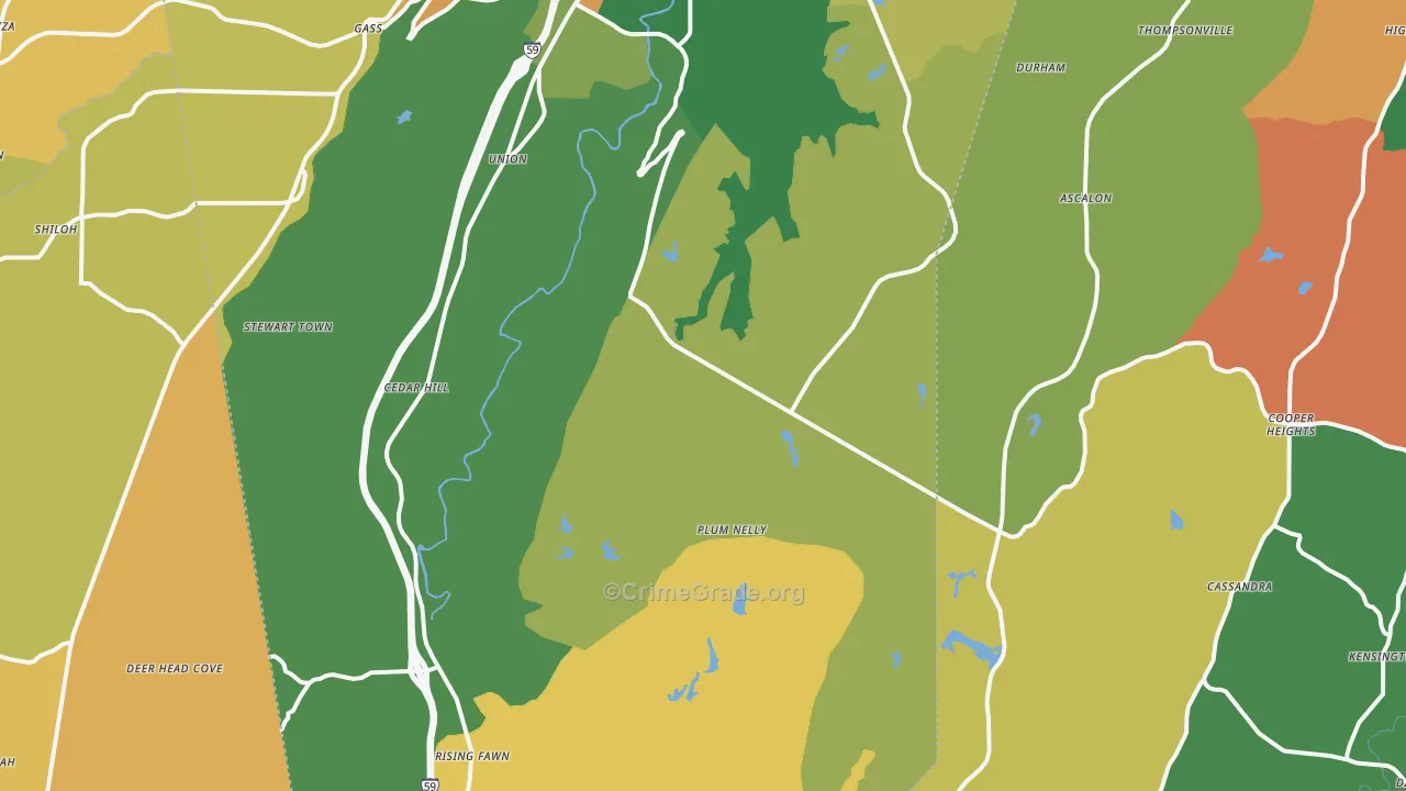 Rising Fawn, GA Map of Robbery Rates