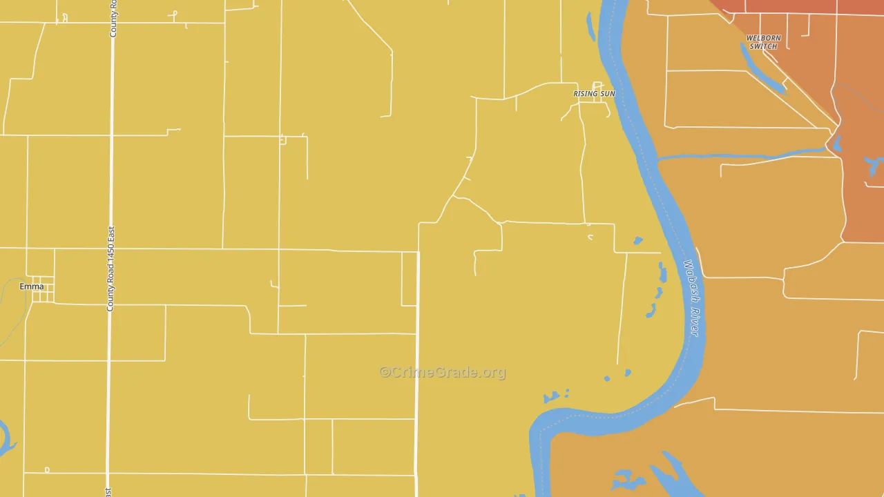 Rising Sun, IL Map of Robbery Rates