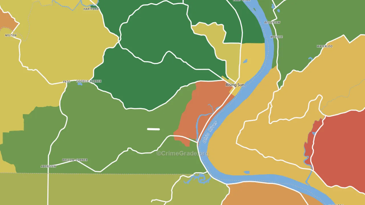 Rising Sun, IN Map of Robbery Rates