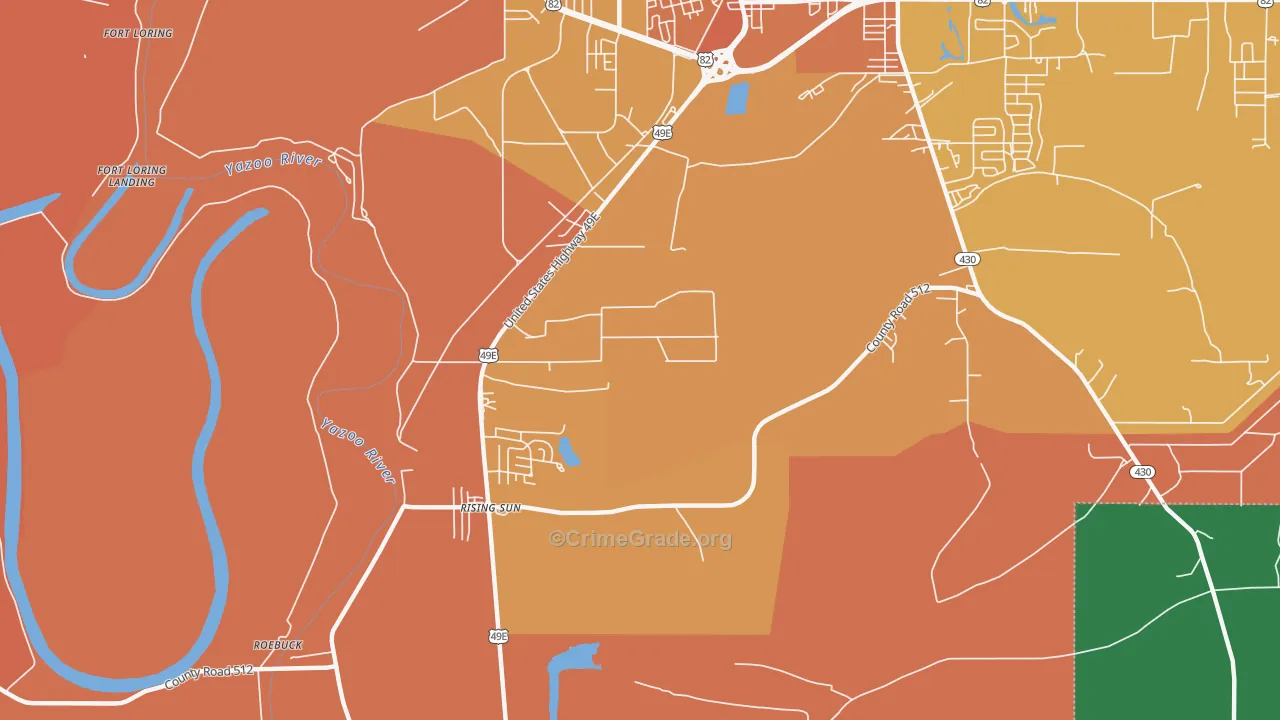 Rising Sun, MS Map of Robbery Rates