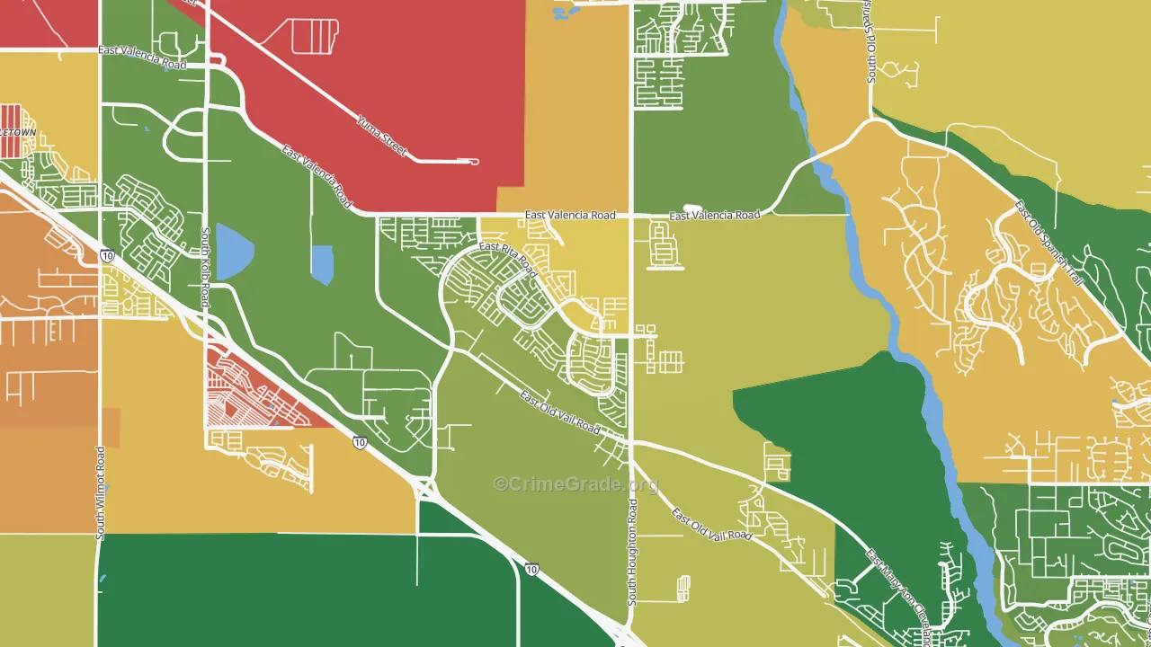 Rita Ranch, Tucson, AZ Map of Robbery Rates