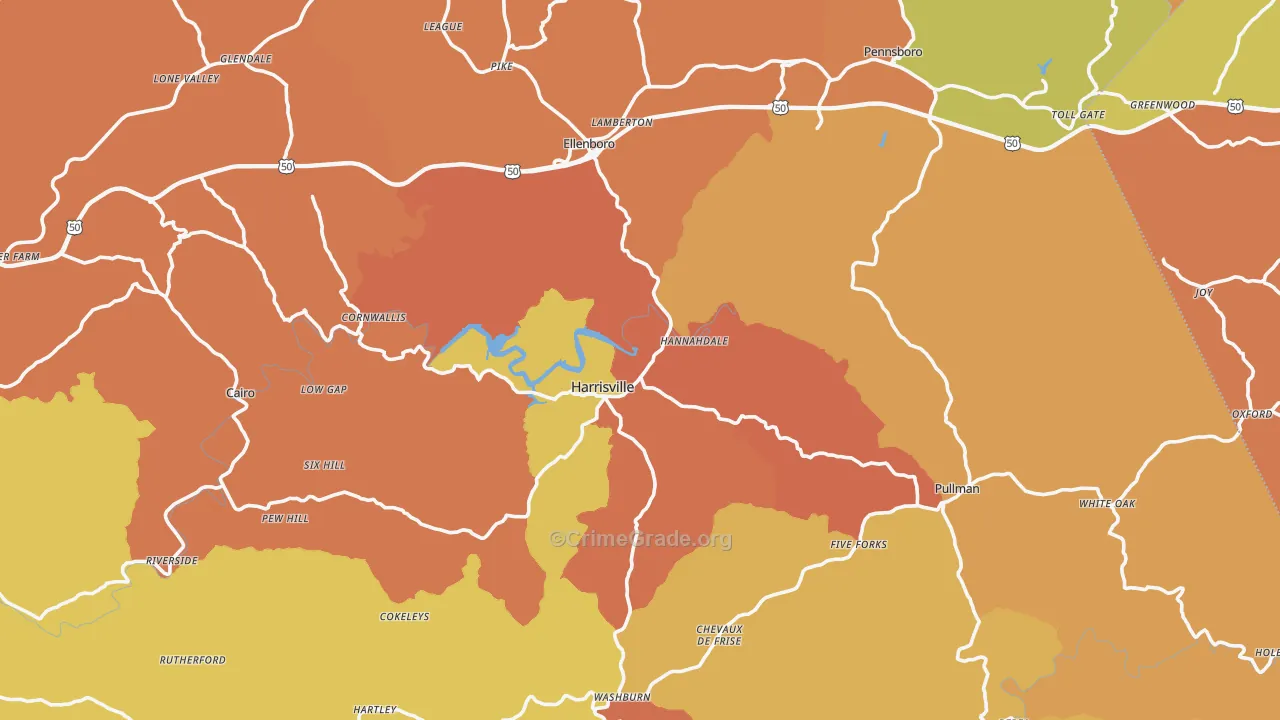 Ritchie County, WV Map of Robbery Rates