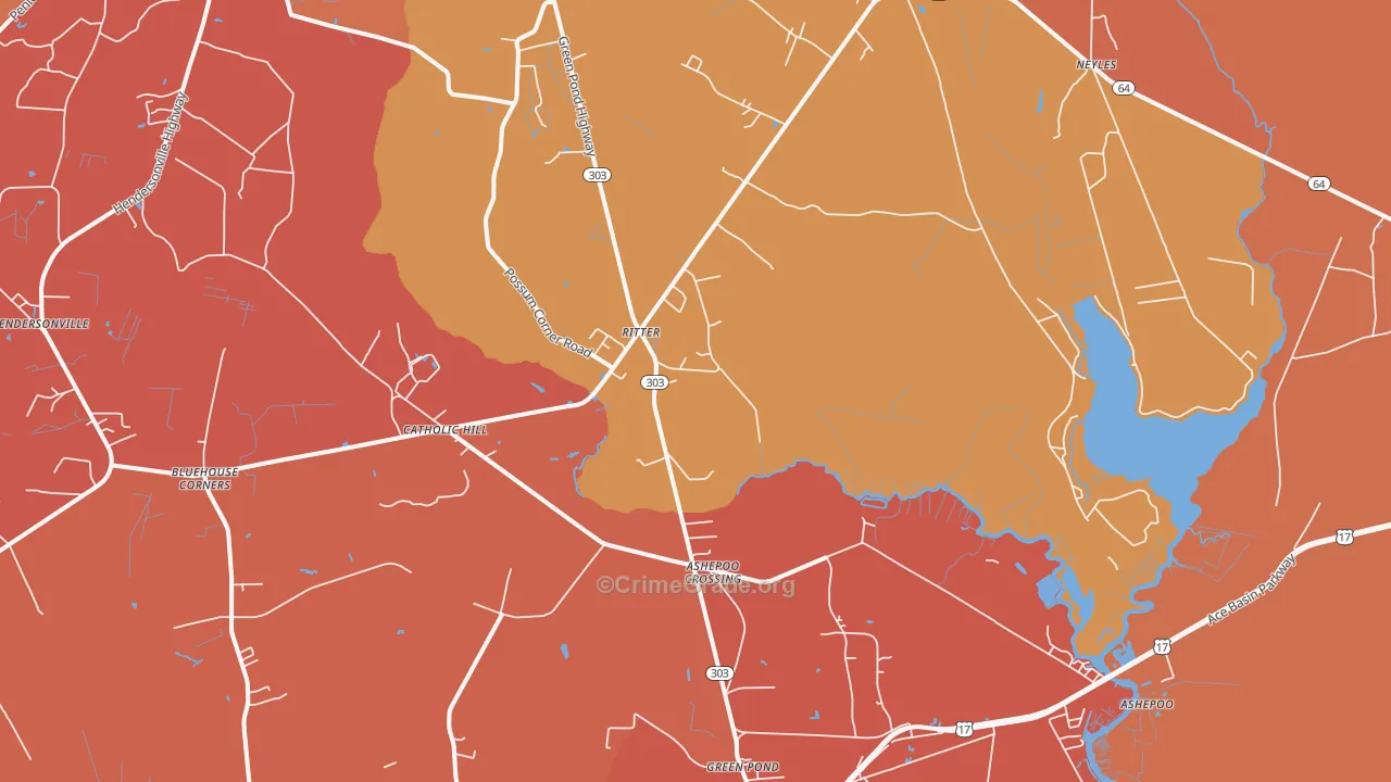 Ritter, SC Map of Robbery Rates