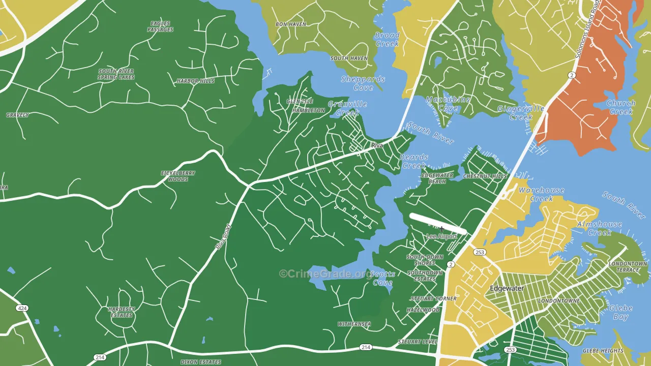 Riva, MD Map of Robbery Rates