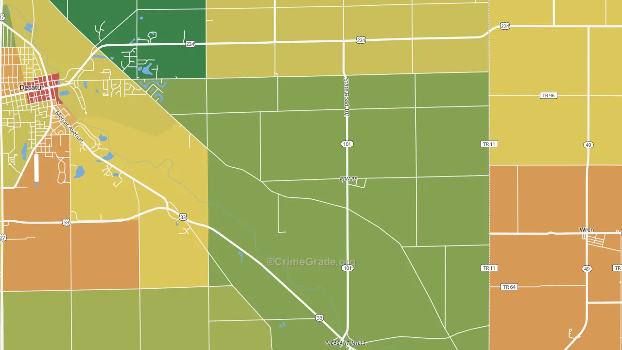Rivare, IN Map of Robbery Rates