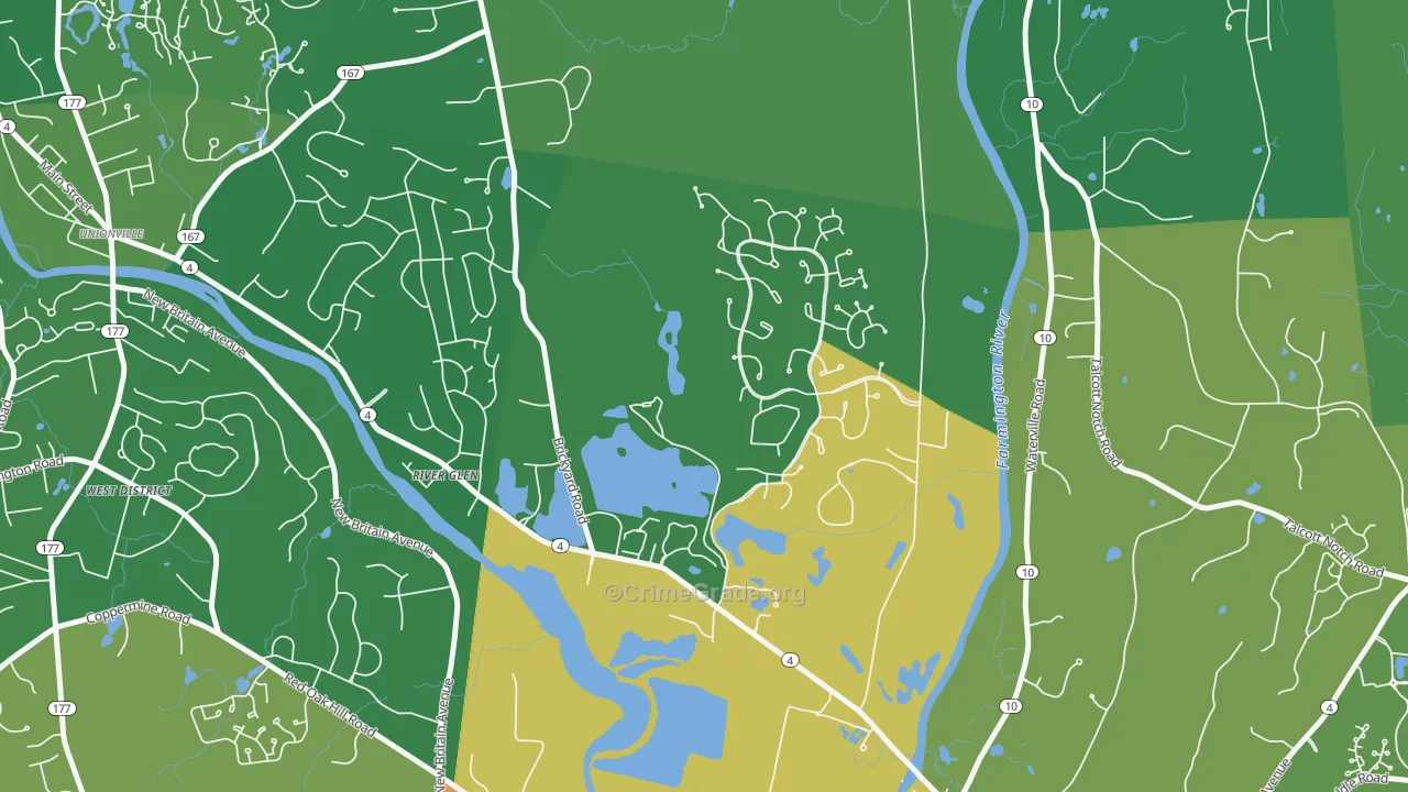 River Glen, CT Map of Robbery Rates