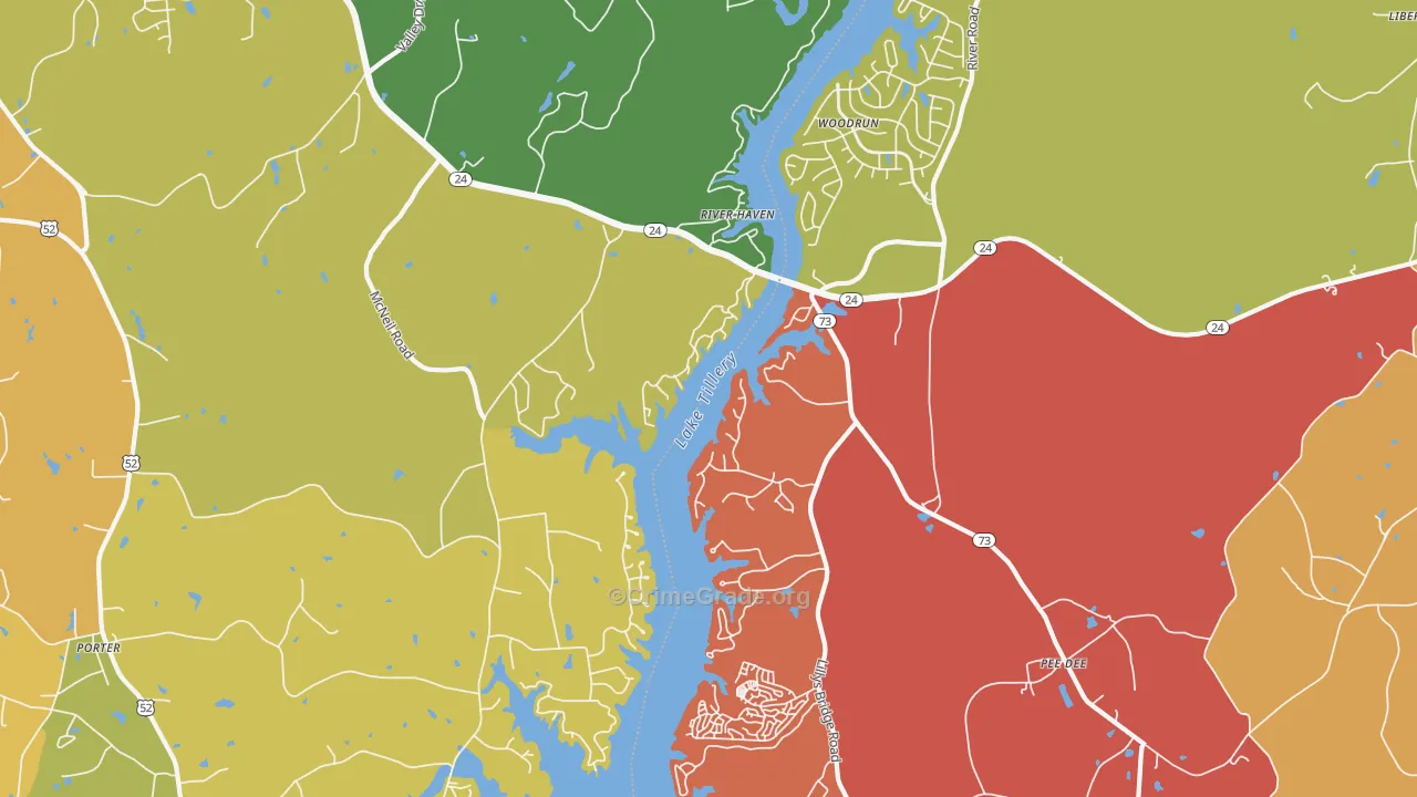 River Haven, NC Map of Robbery Rates