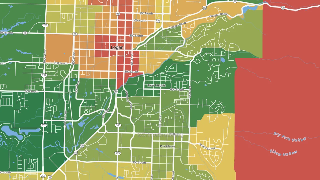 River Heights, UT Map of Robbery Rates