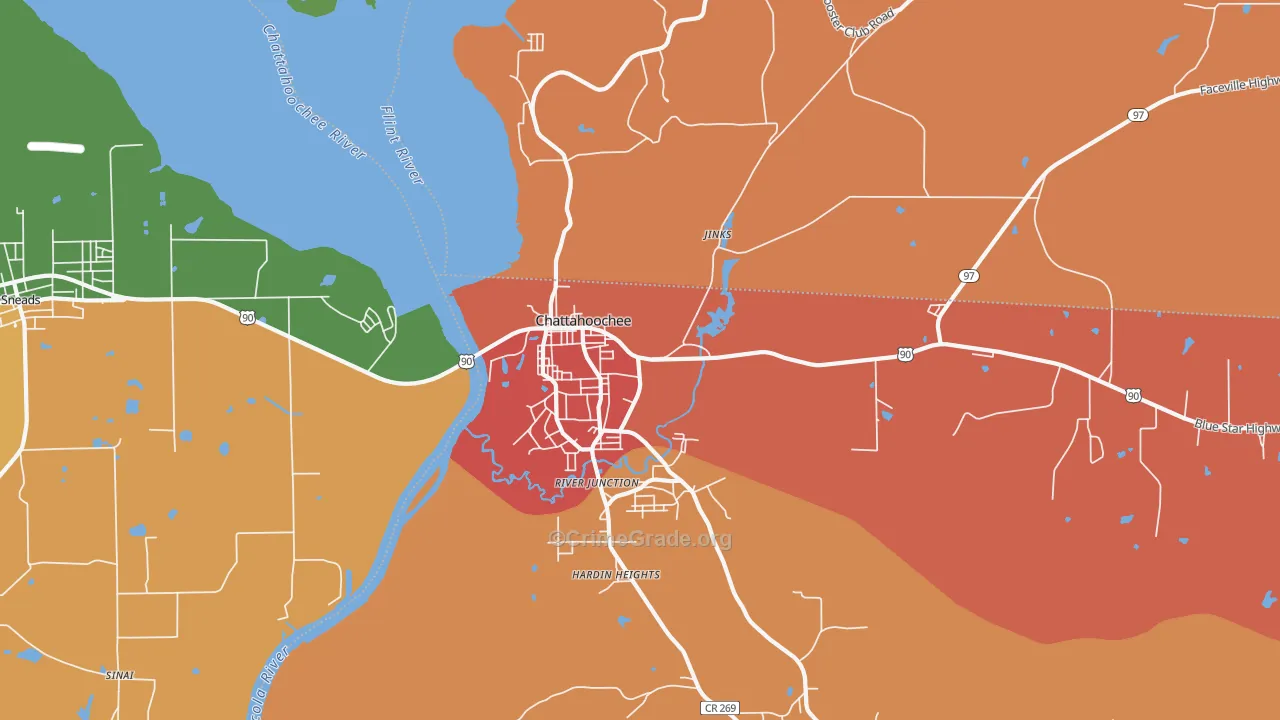 River Junction, FL Map of Robbery Rates