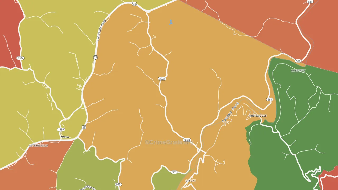 River, KY Map of Robbery Rates