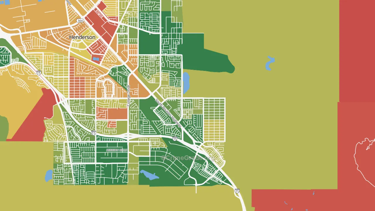 River Mountain, Henderson, NV Map of Robbery Rates