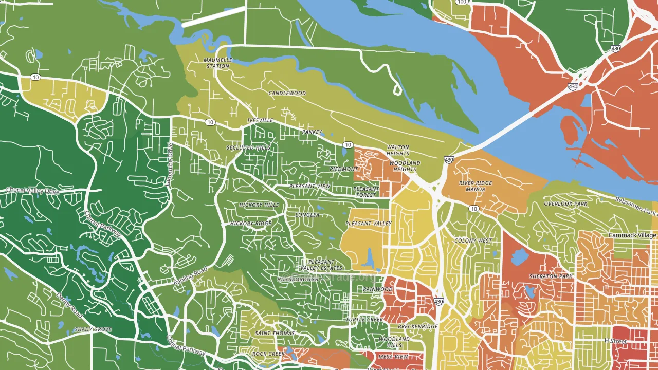 River Mountain, Little Rock, AR Map of Robbery Rates