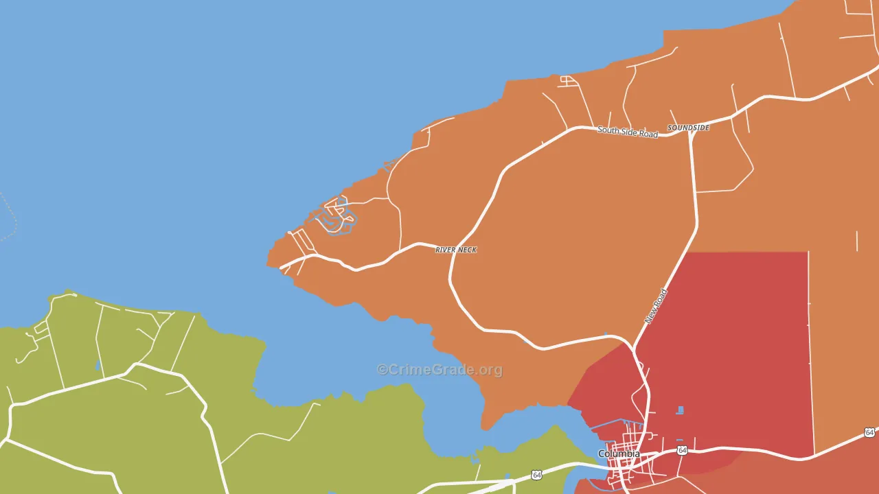 River Neck, NC Map of Robbery Rates