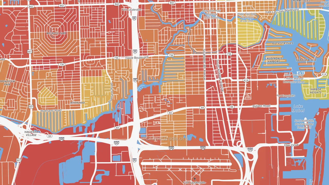 River Oaks, Fort Lauderdale, FL Map of Robbery Rates