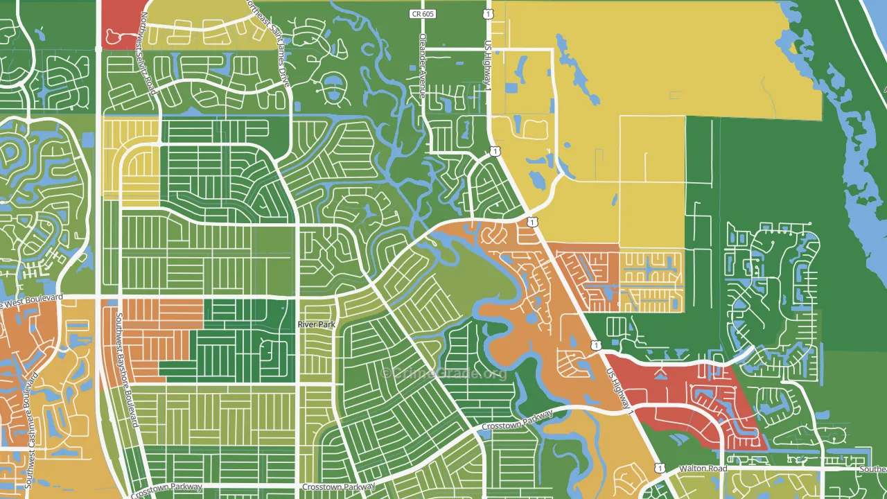 River Park, Port St. Lucie, FL Map of Robbery Rates