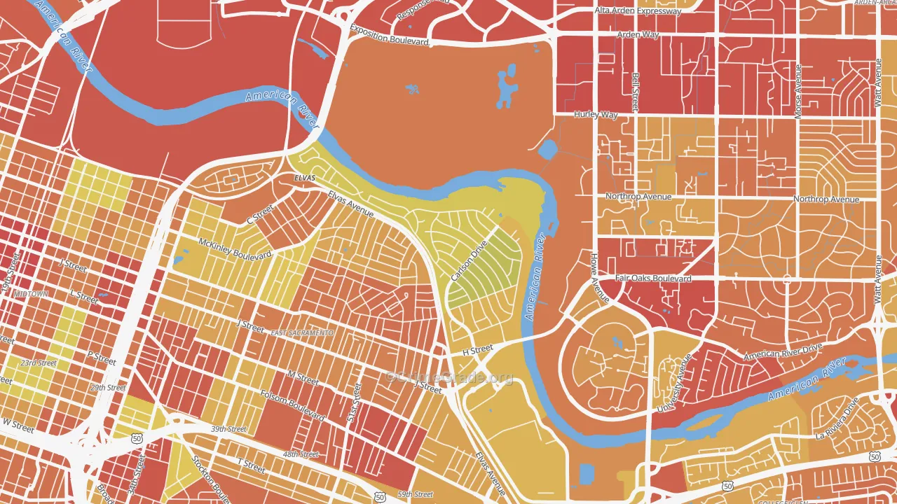 River Park, Sacramento, CA Map of Robbery Rates