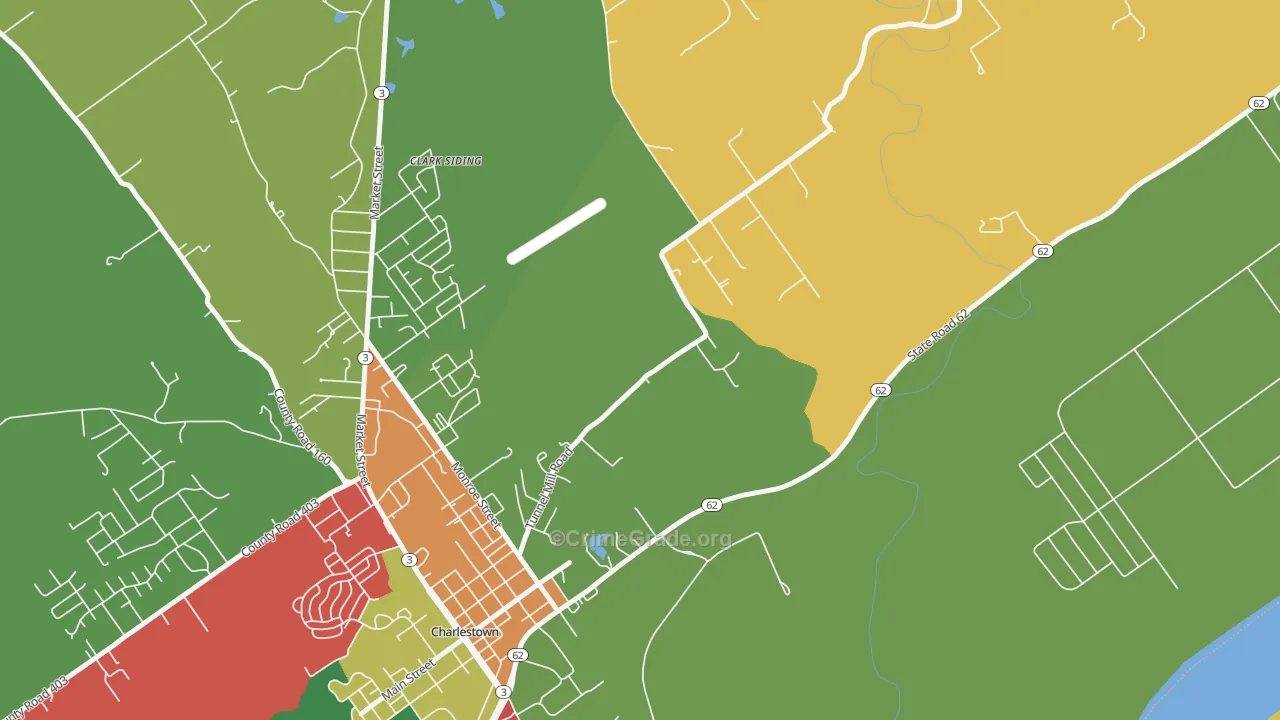 River Ridge, IN Map of Robbery Rates