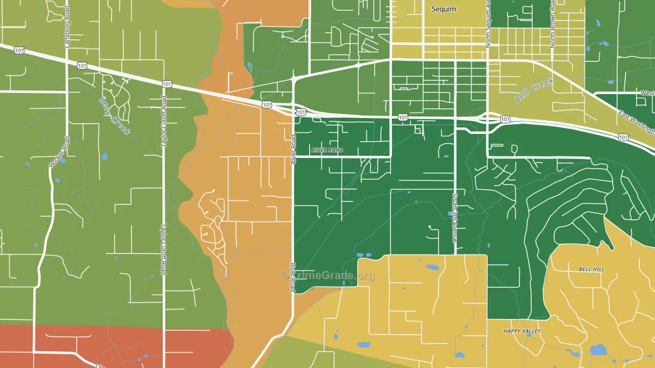 River Road, WA Map of Robbery Rates