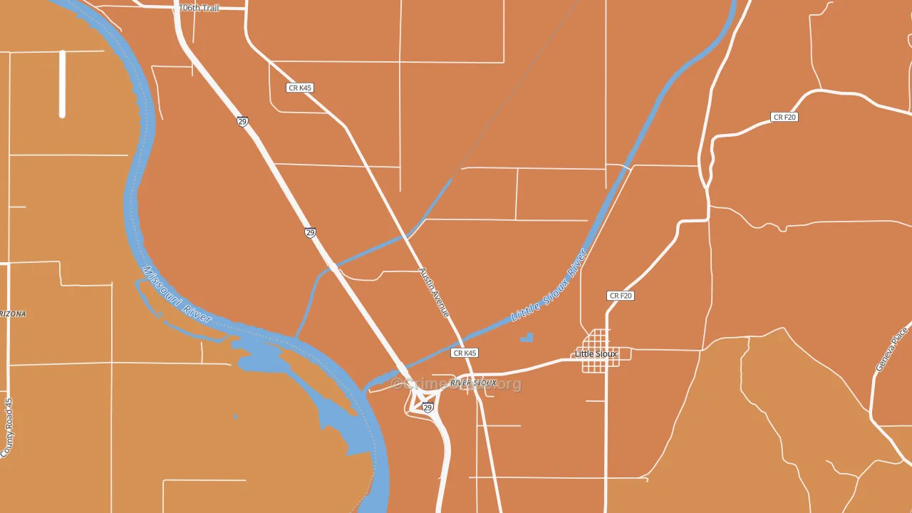 River Sioux, IA Map of Robbery Rates