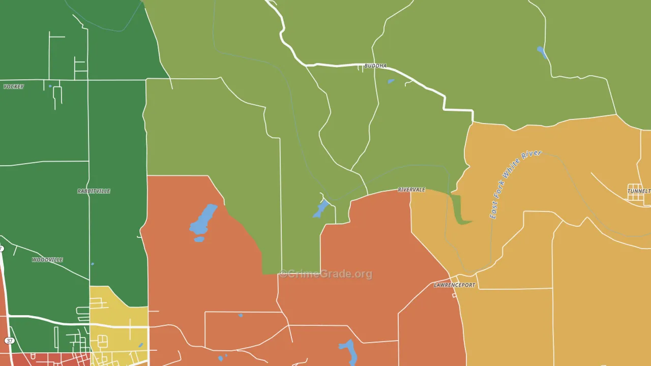 River Vale, IN Map of Robbery Rates