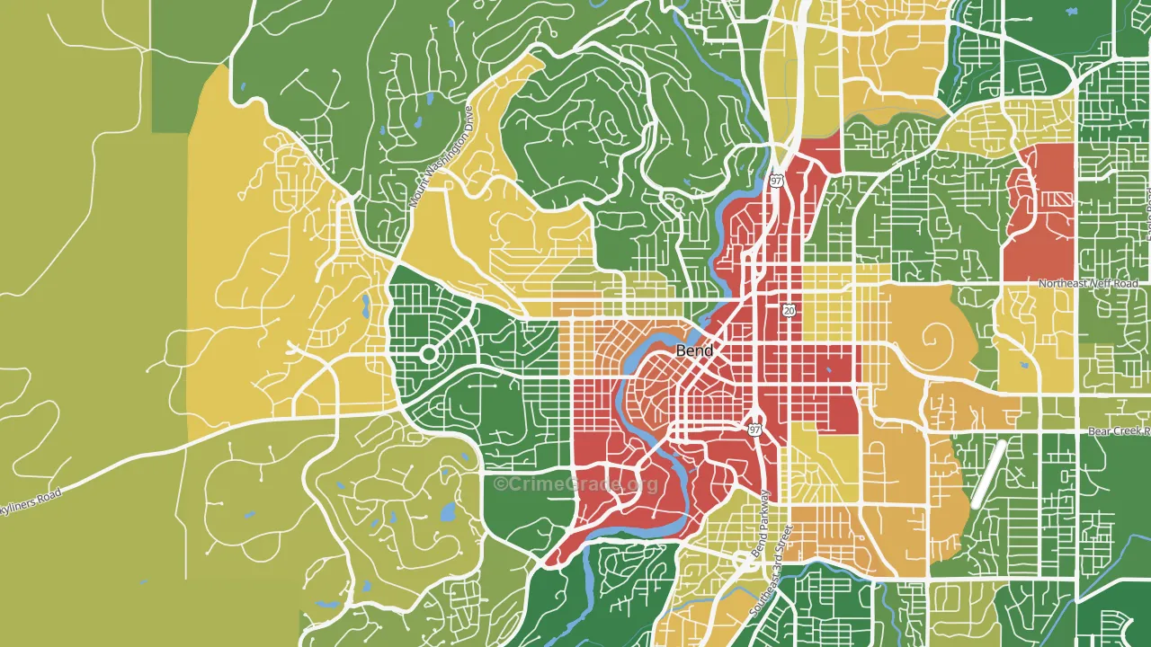River West, Bend, OR Map of Robbery Rates