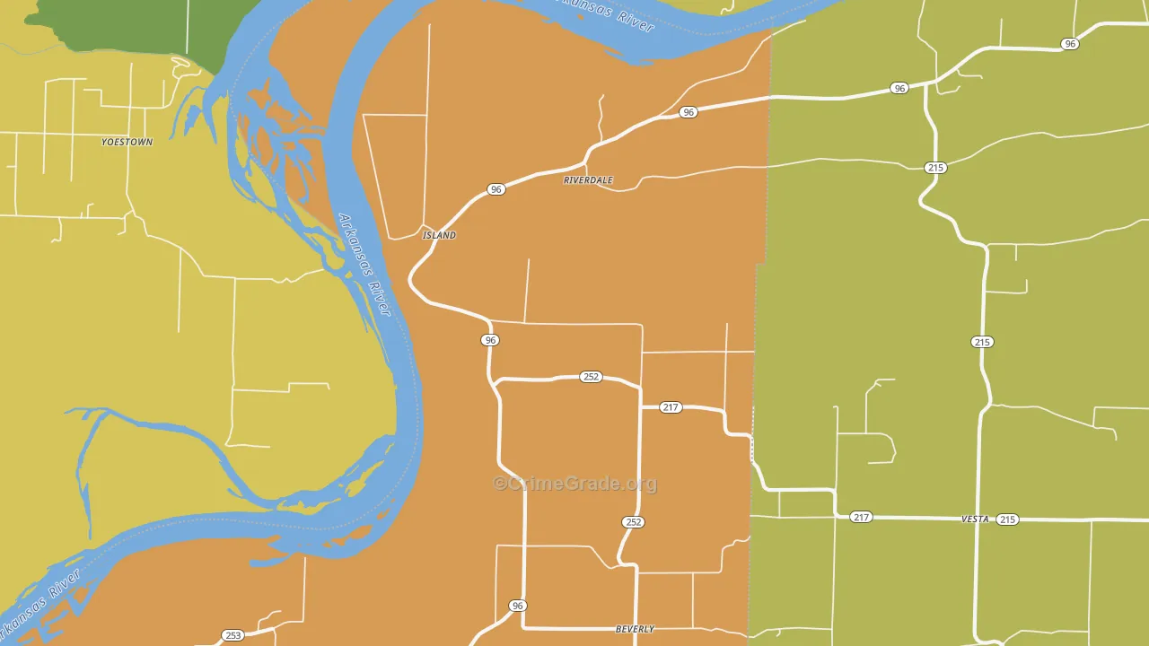 Riverdale, AR Map of Robbery Rates