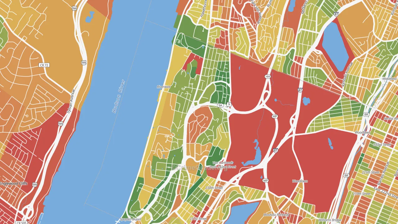 Riverdale, Bronx, NY Map of Robbery Rates