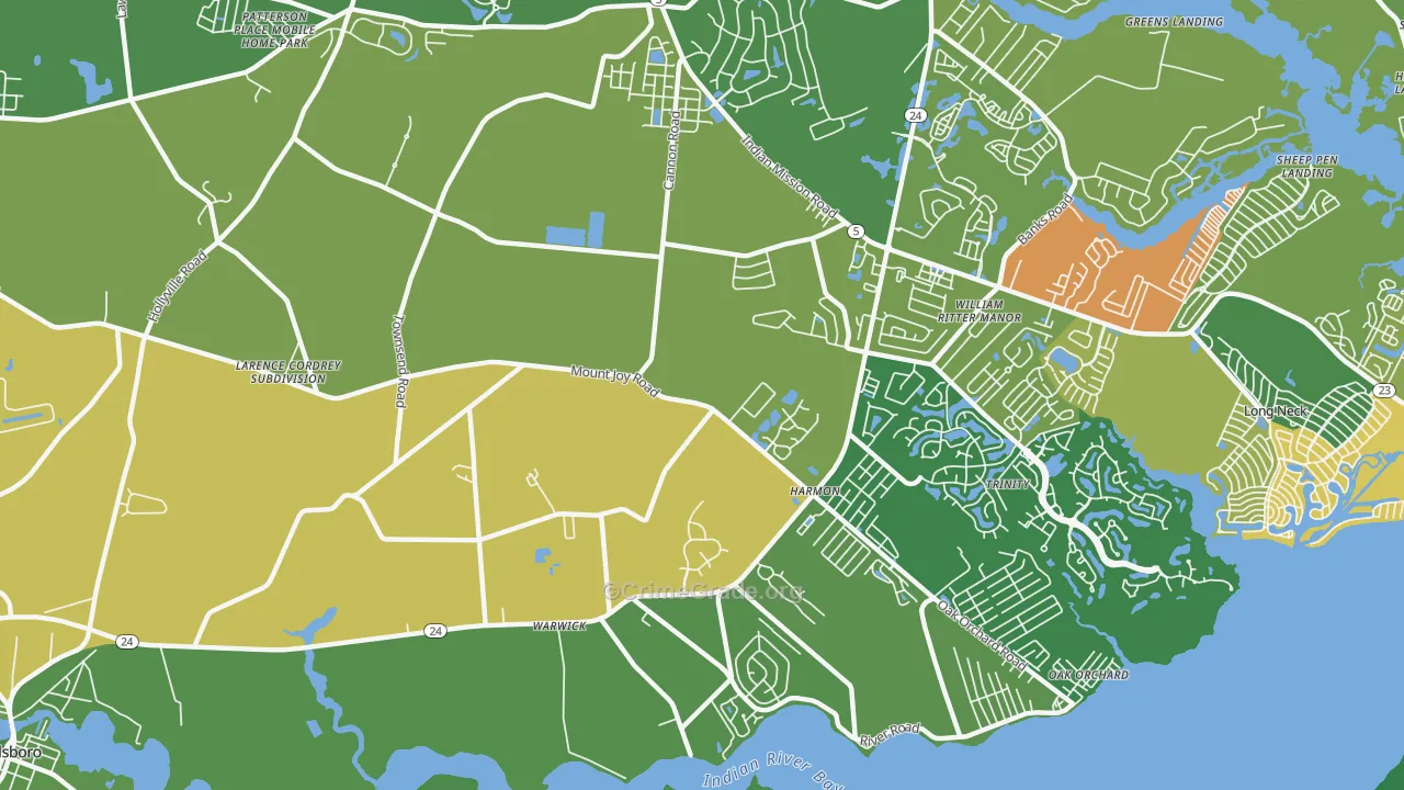 Riverdale, DE Map of Robbery Rates