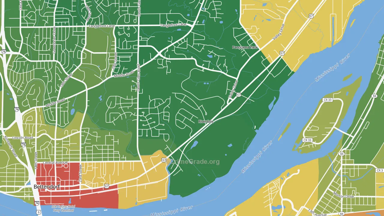 Riverdale, IA Map of Robbery Rates