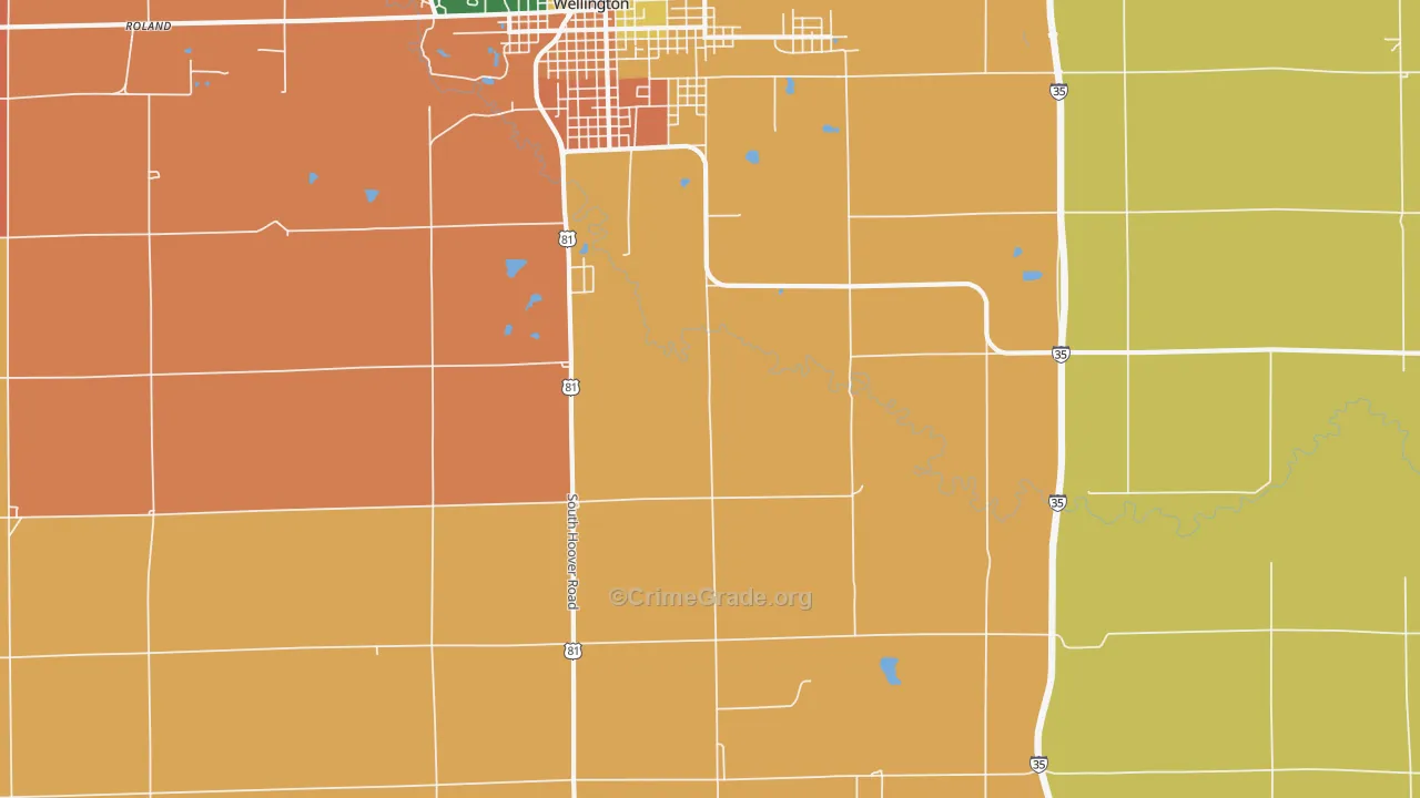 Riverdale, KS Map of Robbery Rates