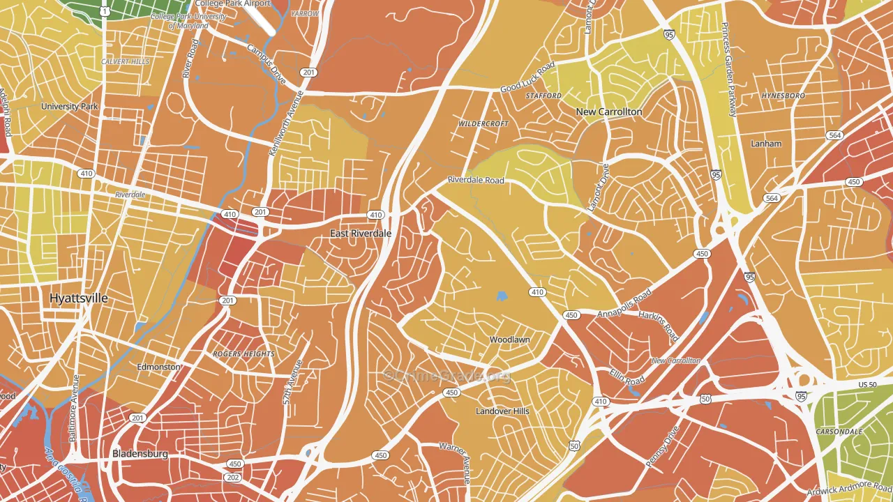 Riverdale, MD Map of Robbery Rates