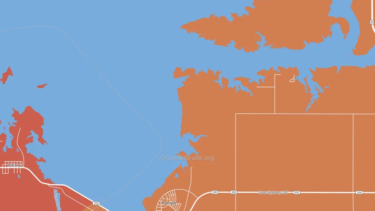 Riverdale, ND Map of Robbery Rates
