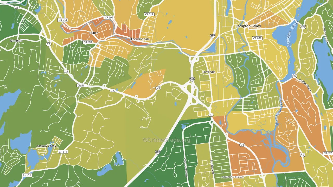 Riverdale, NJ Map of Robbery Rates