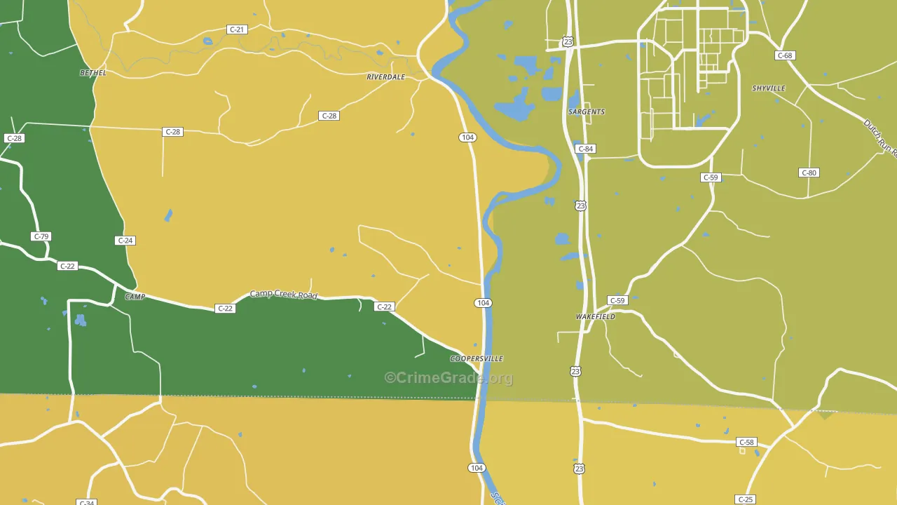 Riverdale, OH Map of Robbery Rates