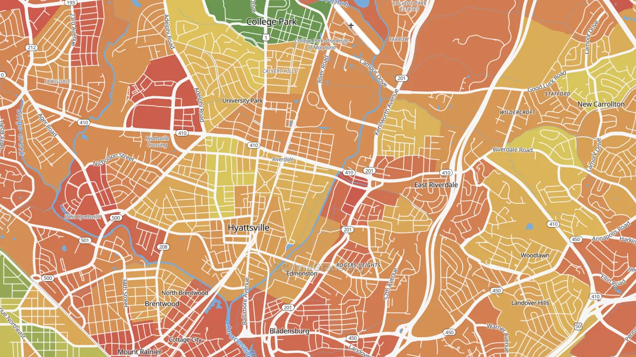 Riverdale Park, MD Map of Robbery Rates