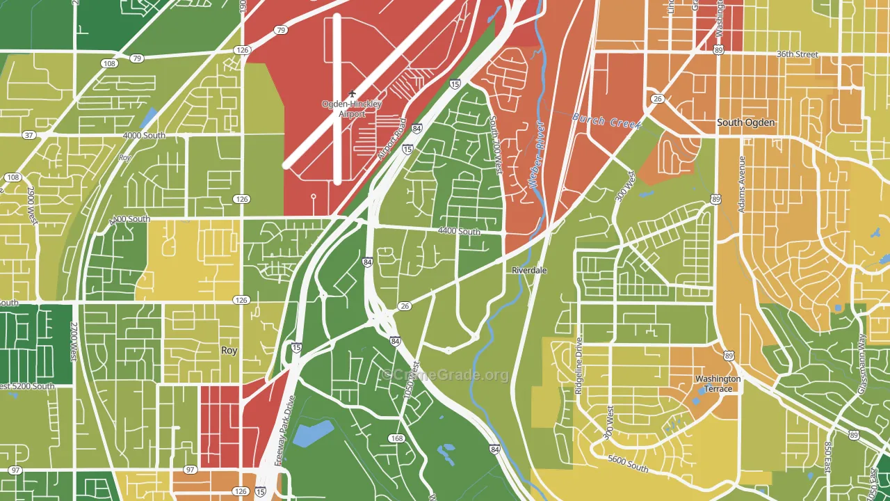 Riverdale, UT Map of Robbery Rates