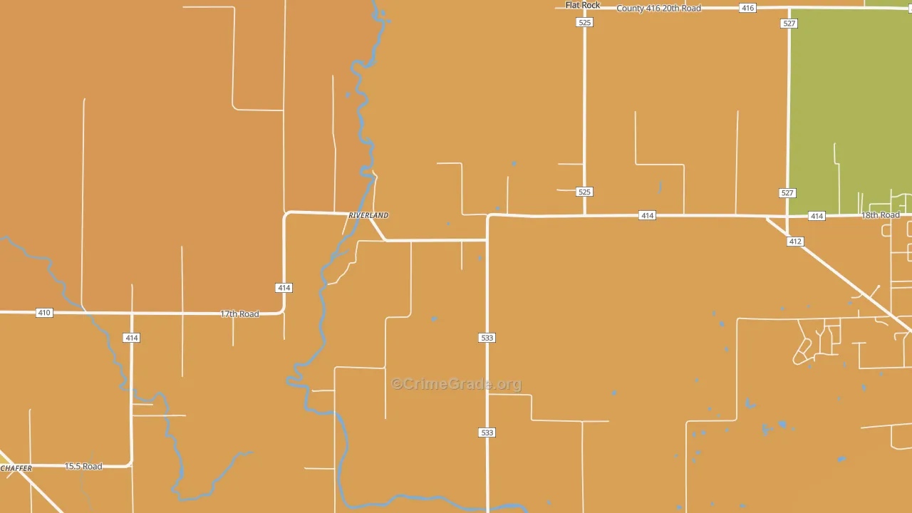 Riverland, MI Map of Robbery Rates
