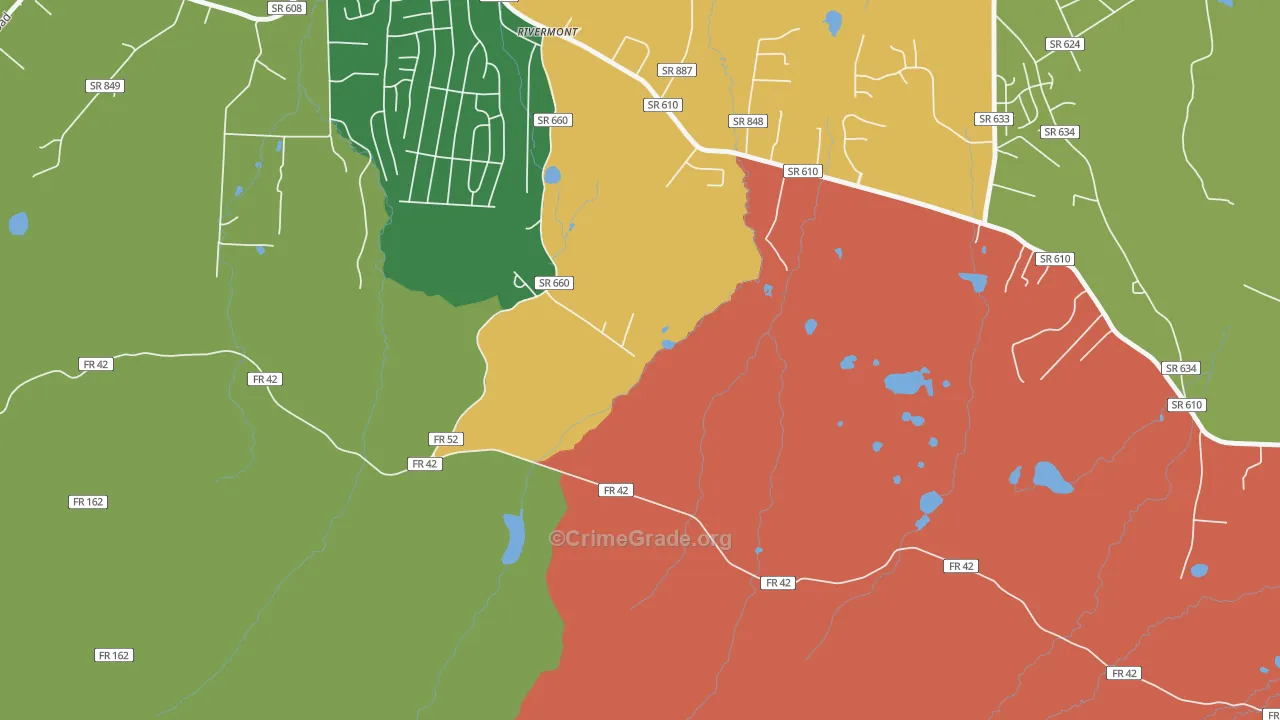 Rivermont, VA Map of Robbery Rates