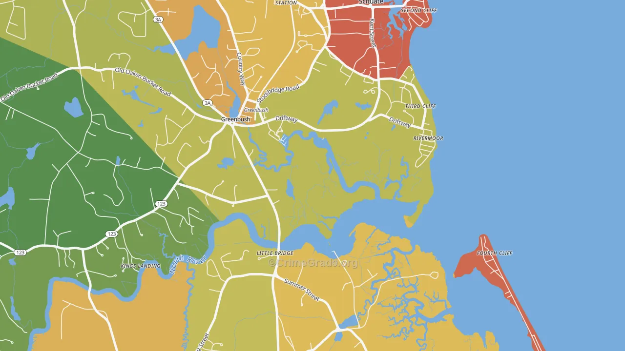 Rivermoor, MA Map of Robbery Rates