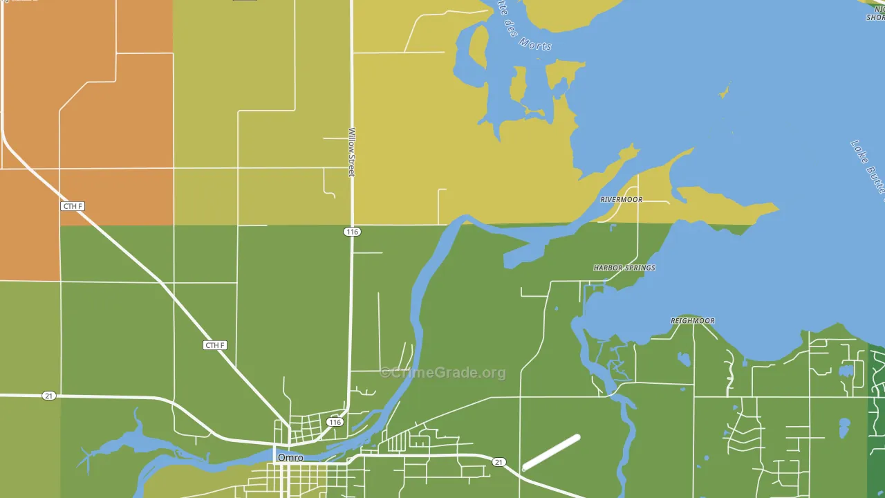 Rivermoor, WI Map of Robbery Rates